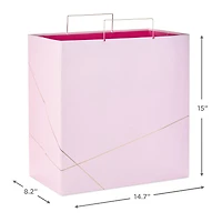Light Pink With Gold Extra-Deep Square Gift Bag, 15" for only USD 7.99 | Hallmark