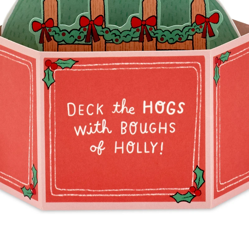 Deck the Hogs Funny 3D Pop-Up Christmas Card for only USD 7.99 | Hallmark