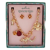 Kentucky Roses Gold Metal Charm Necklace and Rose Earrings Set for only USD 28.00 | Hallmark