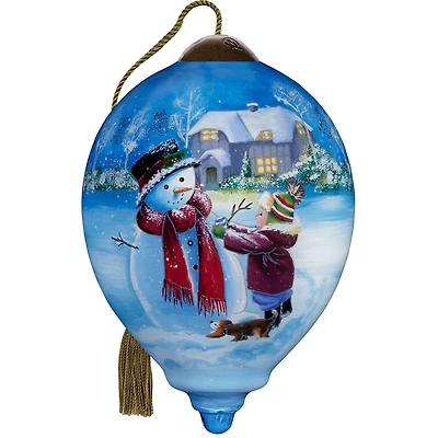 Ne'Qwa Art You Warm My Heart Snowman and Child Glass Christmas Ornament for only USD 35.00 | Hallmark