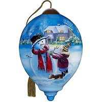 Ne'Qwa Art You Warm My Heart Snowman and Child Glass Christmas Ornament for only USD 35.00 | Hallmark