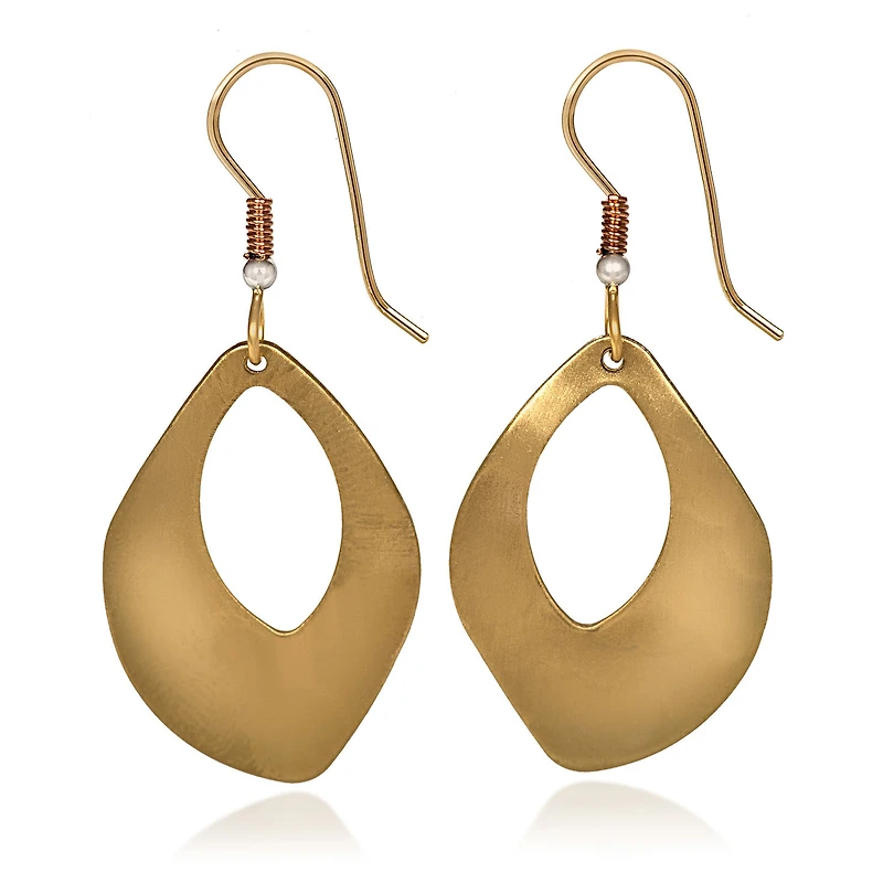 Silver Forest Hammered Gold Metal Open Oval Drop Earrings for only USD 19.00 | Hallmark
