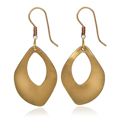 Silver Forest Hammered Gold Metal Open Oval Drop Earrings for only USD 19.00 | Hallmark