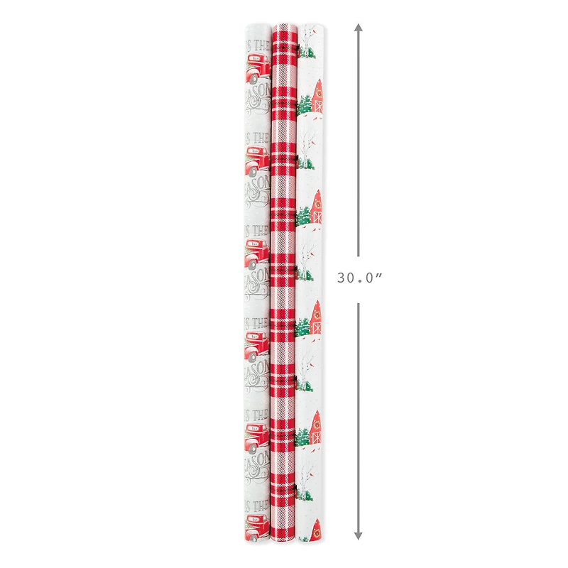 Rustic Winter 3-Pack Reversible Metallic Christmas Wrapping Paper, 120 sq. ft. for only USD 16.99 | Hallmark