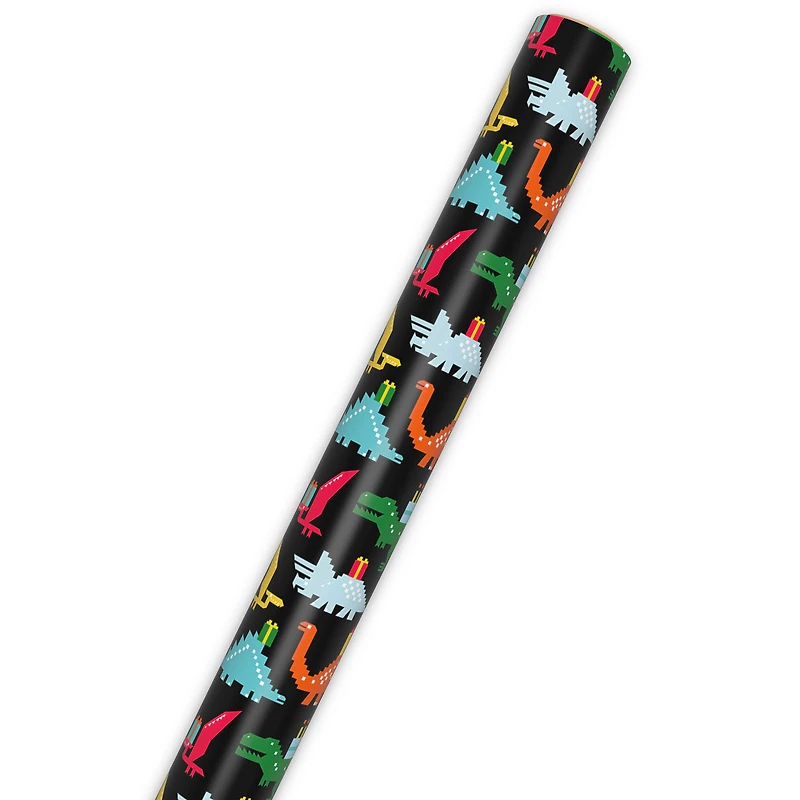 8-Bit Dinosaurs Birthday Wrapping Paper, 20 sq. ft. for only USD 4.99 | Hallmark