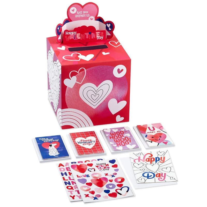 Happy Hearts Kids Classroom Valentines Set With Cards, Stickers and Customizable Mailbox for only USD 16.99 | Hallmark