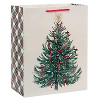 13" Evergreen With Red Bows on Cream Large Christmas Gift Bag for only USD 4.49 | Hallmark