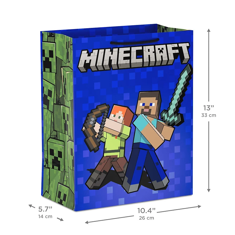 13" Minecraft Alex and Steve on Blue Large Gift Bag for only USD 4.49 | Hallmark