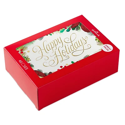 Happy Holidays With Pine Greenery Boxed Holiday Cards, Pack of 40 for only USD 15.49 | Hallmark