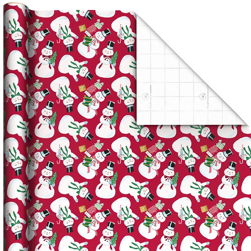 Snowmen on Red Christmas Wrapping Paper Roll, 35 sq. ft. for only USD 4.99 | Hallmark