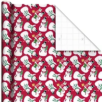 Snowmen on Red Christmas Wrapping Paper Roll, 35 sq. ft. for only USD 4.99 | Hallmark