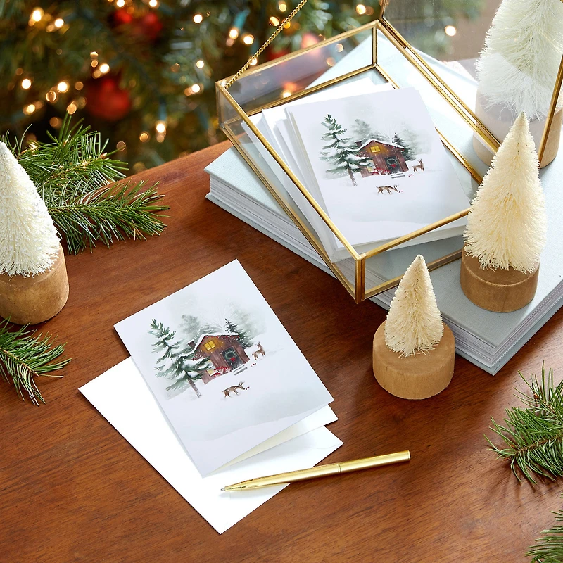 Snowy Cabin and Deer Packaged Christmas Cards, Set of 5 for only USD 5.00 | Hallmark