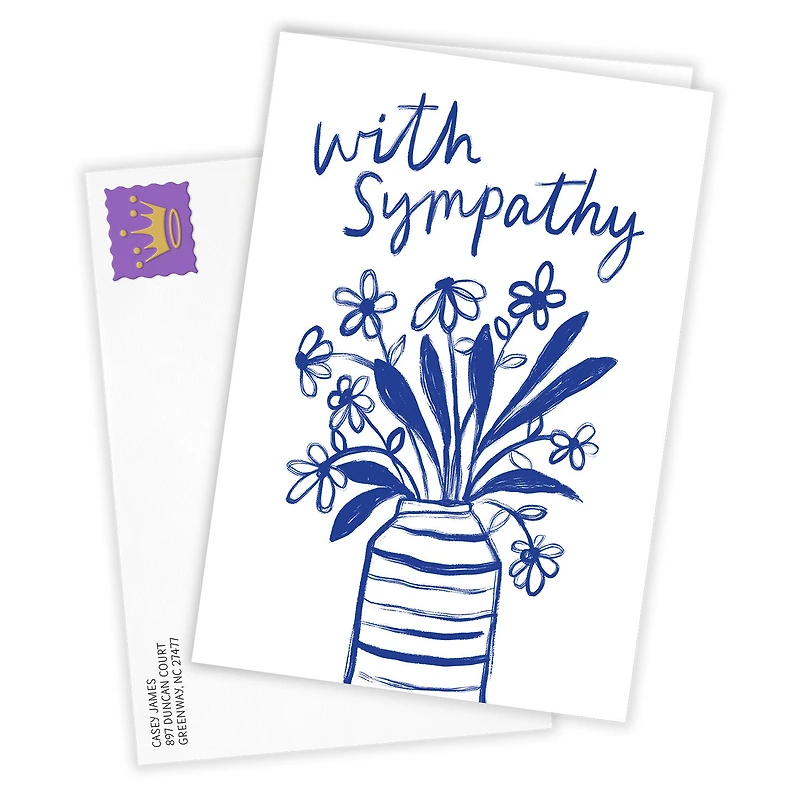 Blue and White Flower Bouquet Custom Sympathy Card for only USD 4.99 | Hallmark
