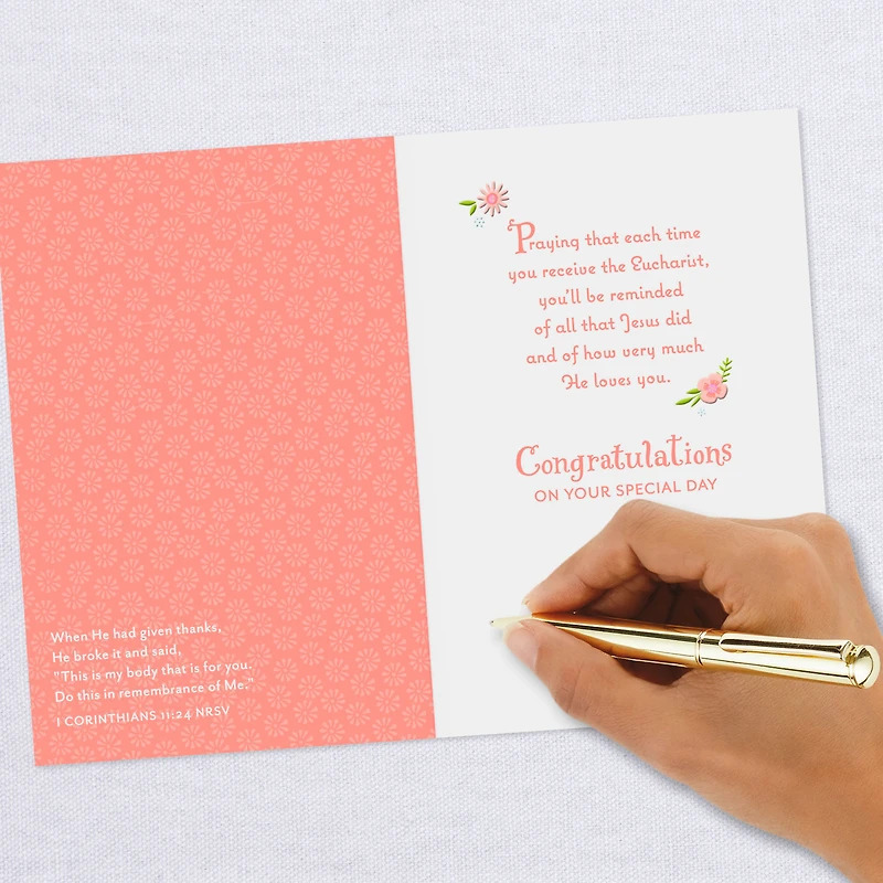 Blessings and Prayers Floral Cross First Communion Card for only USD 2.99 | Hallmark