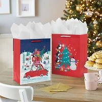 11.5" Penguin Holiday Fun 2-Pack Large Gift Bag Bundle for only USD 6.99 | Hallmark