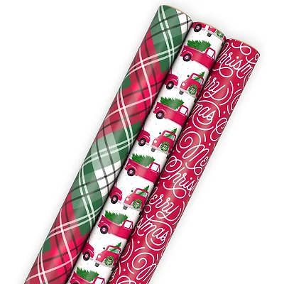 Vintage Classics 3-Pack Assortment Christmas Wrapping Paper Roll Bundle, 105 sq. ft. total for only USD 14.99 | Hallmark