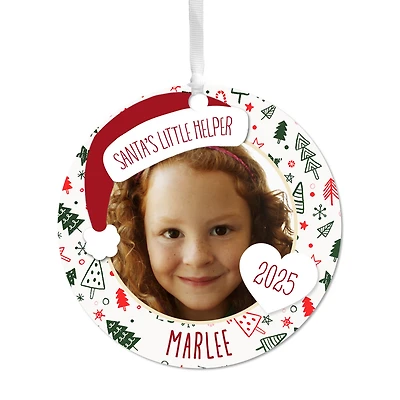 Holiday Round Metal Personalized Ornament, Custom Photo and Text for only USD 17.99 | Hallmark