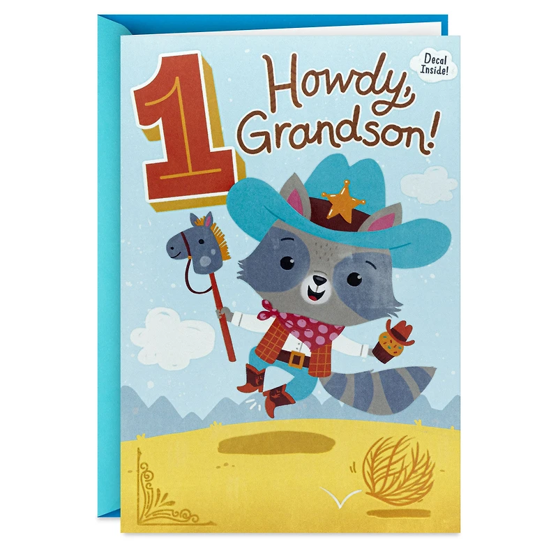 Round Up Some Fun First Birthday Card for Grandson With Decal for only USD 4.59 | Hallmark