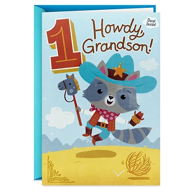 Round Up Some Fun First Birthday Card for Grandson With Decal for only USD 4.59 | Hallmark