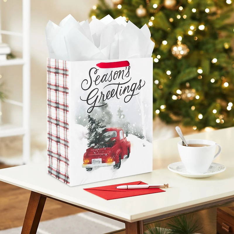 13" Antique Truck in Snow Large Christmas Gift Bag for only USD 4.49 | Hallmark
