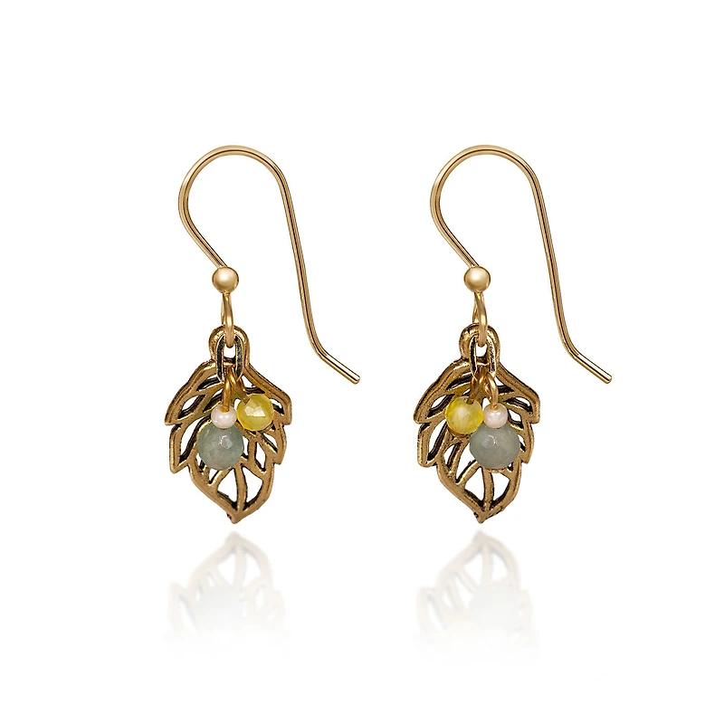 Silver Forest Gold-Tone Open Leaf Beaded Metal Drop Earrings for only USD 17.00 | Hallmark