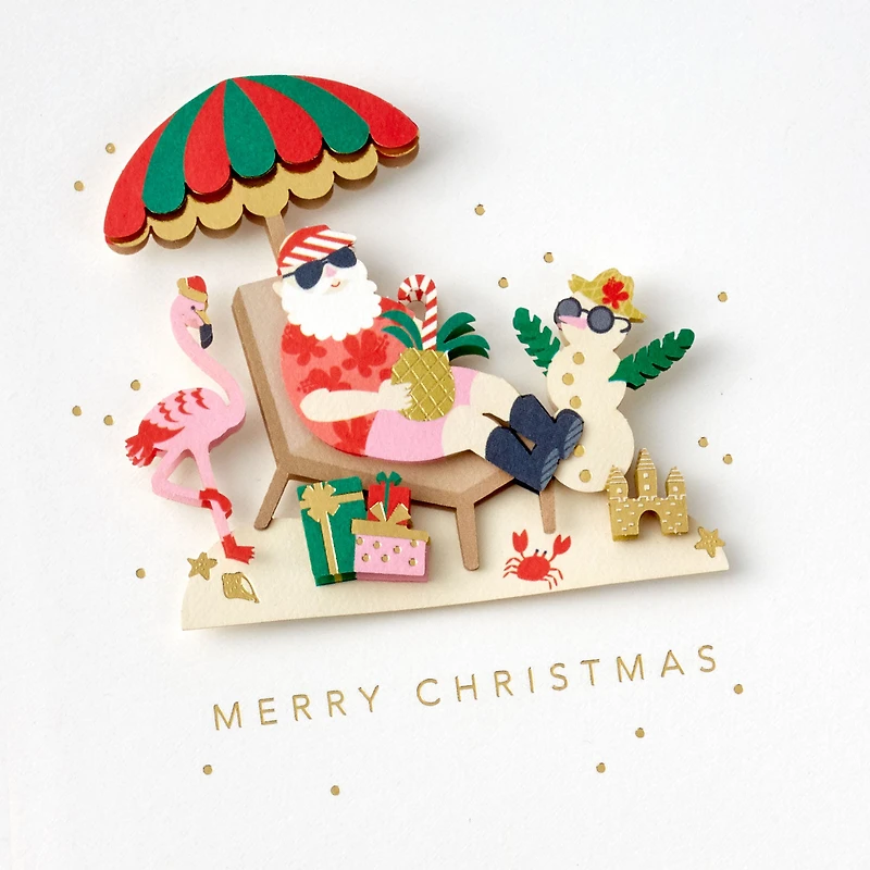 Beachy Santa With Flamingo Christmas Card for only USD 7.59 | Hallmark