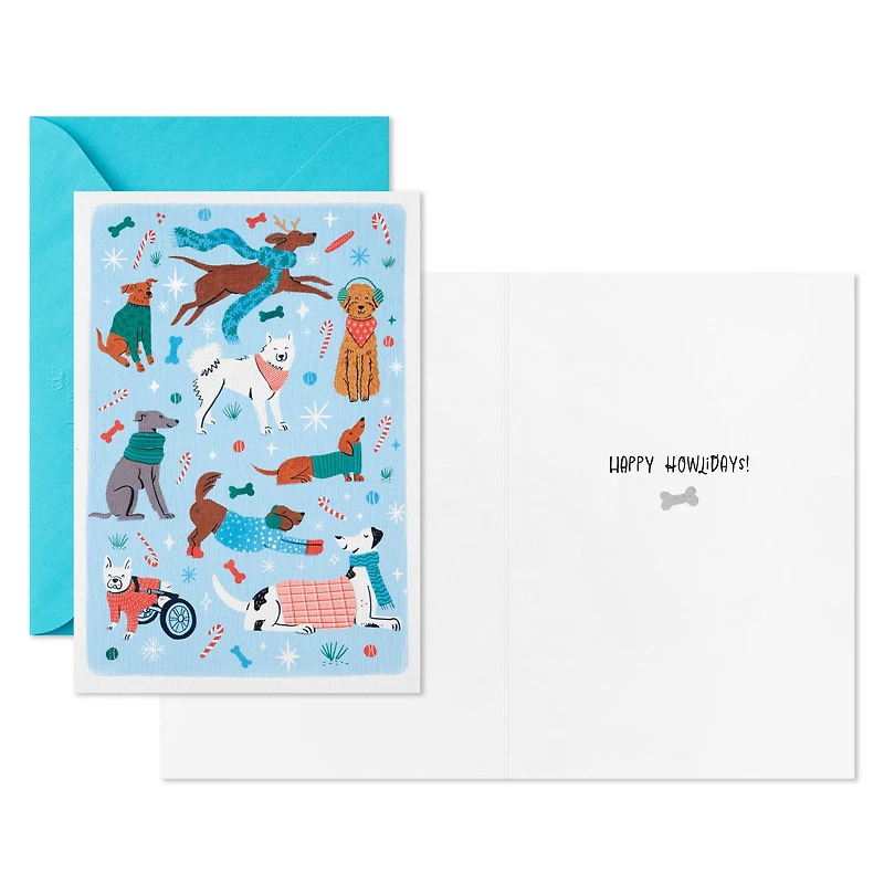 Festive Dogs on Blue Packaged Christmas Cards, Set of 5 for only USD 5.00 | Hallmark