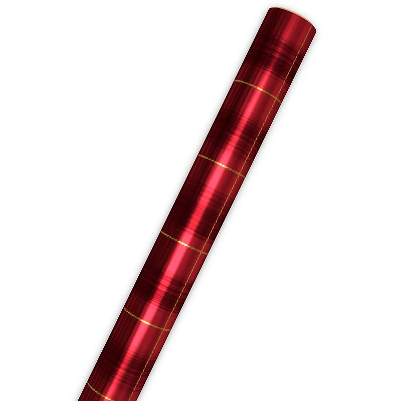 Red and Black Plaid Foil Holiday Wrapping Paper Roll, 22.5 sq. ft. for only USD 4.99 | Hallmark