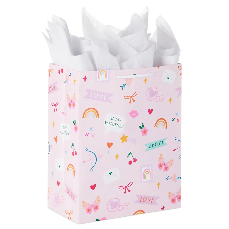 13" Happy Heart Day Doodles Large Valentine's Day Gift Bag With Tissue Paper for only USD 7.99 | Hallmark