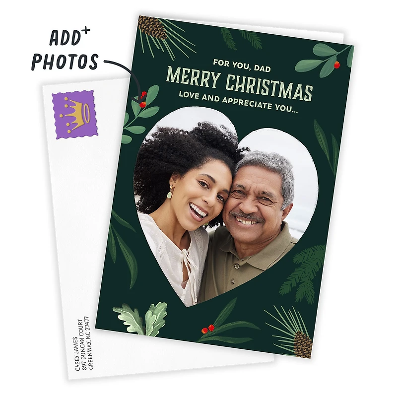 Evergreen and Heart Custom Christmas Card for Dad for only USD 4.99 | Hallmark