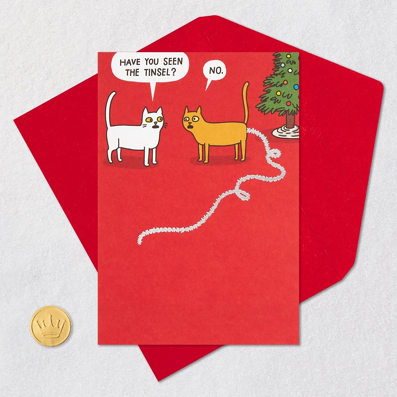 Cat Found the Tinsel Funny Christmas Card for only USD 4.49 | Hallmark