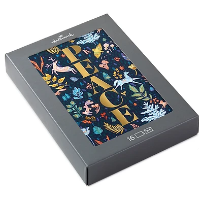 Gold Lettering on Blue Botanical Boxed Christmas Cards, Pack of 16 for only USD 12.49 | Hallmark