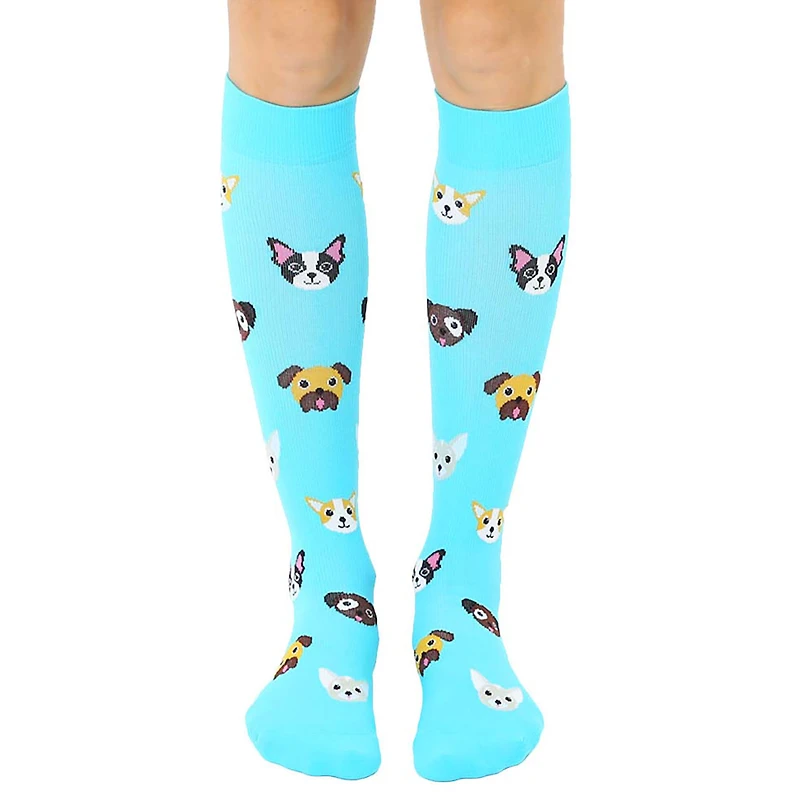 Living Royal Dog Faces on Bright Blue Compression Socks for only USD 15.00 | Hallmark
