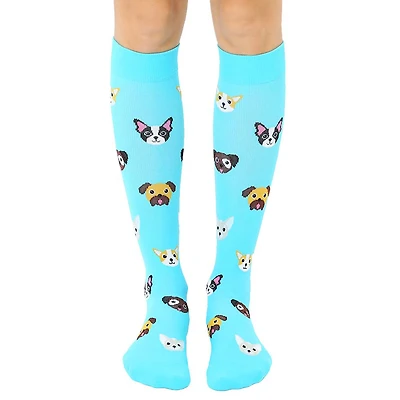 Living Royal Dog Faces on Bright Blue Compression Socks for only USD 15.00 | Hallmark