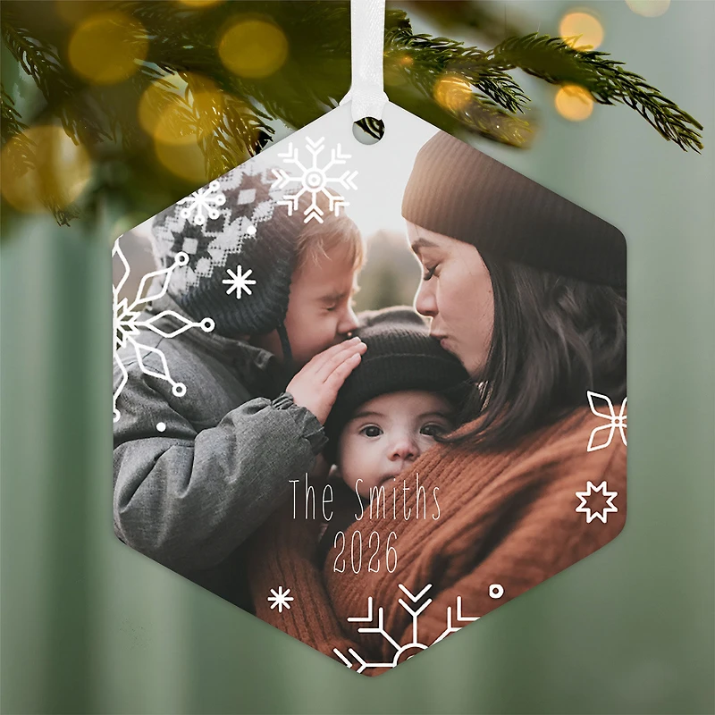 Snowflakes Metal Personalized Ornament, Custom Photo and Text for only USD 17.99 | Hallmark