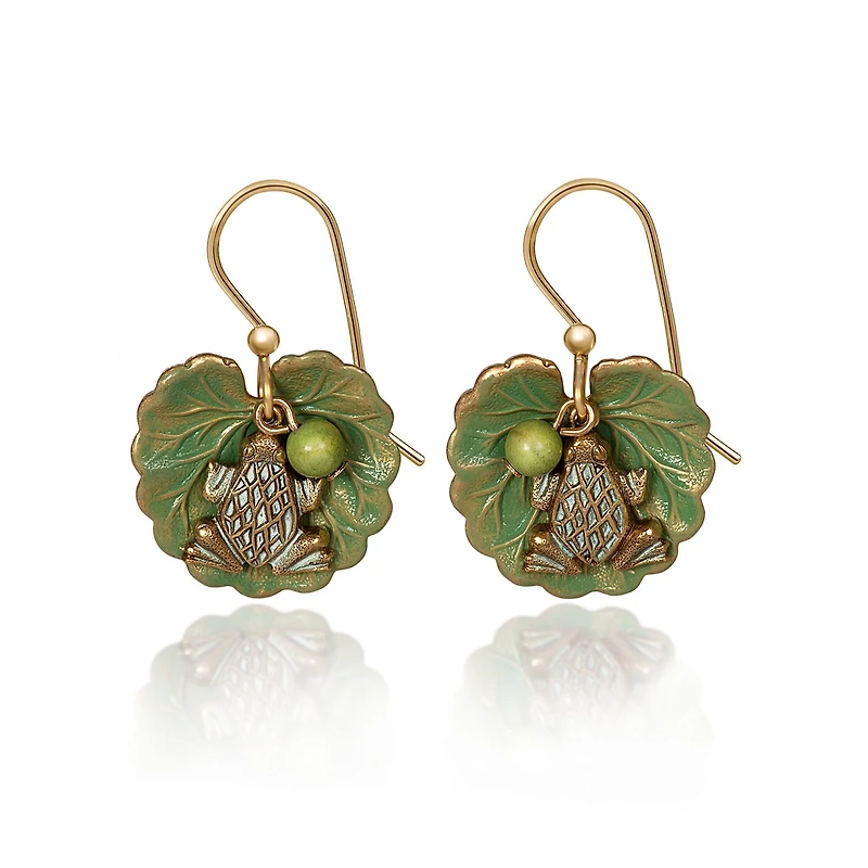 Silver Forest Frog on Lily Pad Layered Gold-Tone Metal Drop Earrings for only USD 19.00 | Hallmark