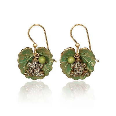Silver Forest Frog on Lily Pad Layered Gold-Tone Metal Drop Earrings for only USD 19.00 | Hallmark