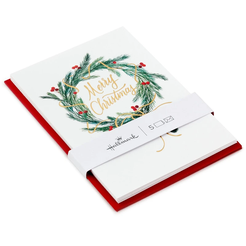 Pine and Berry Wreath Packaged Christmas Cards, Set of 5 for only USD 5.00 | Hallmark