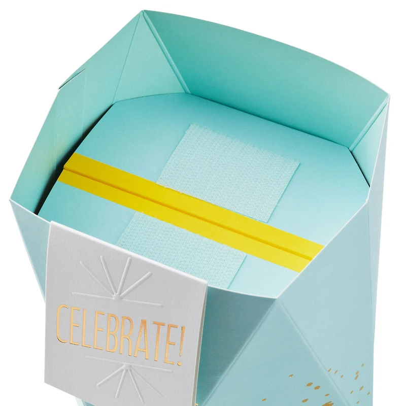 Build-a-Bouquet Celebrate Turquoise Blue Pop-Up Paper Vase With Mini Card for only USD 4.99 | Hallmark