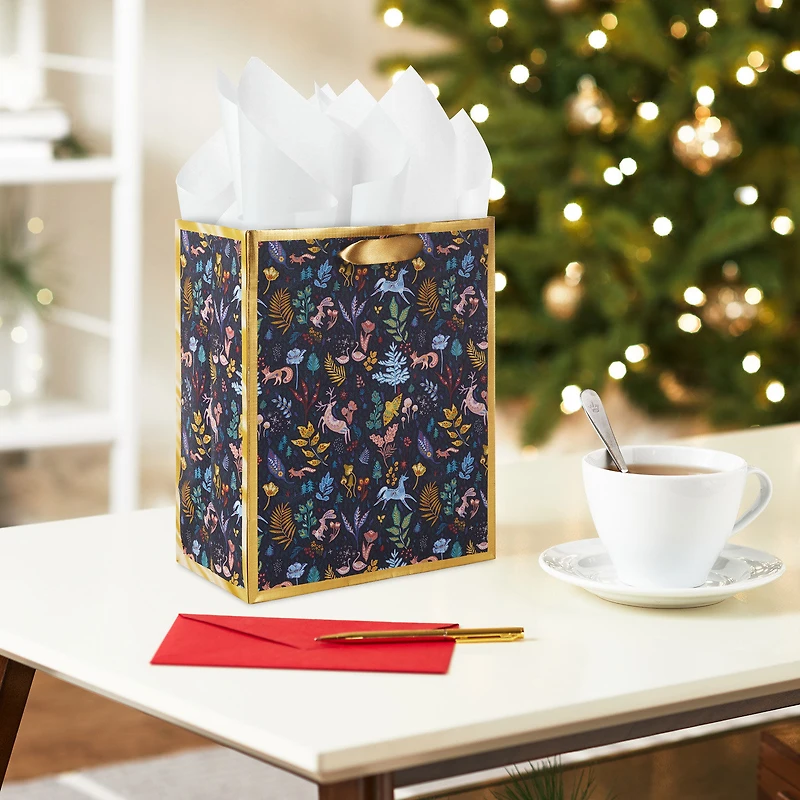 9.6" Colorful Holiday Toile on Navy Medium Gift Bag for only USD 3.99 | Hallmark