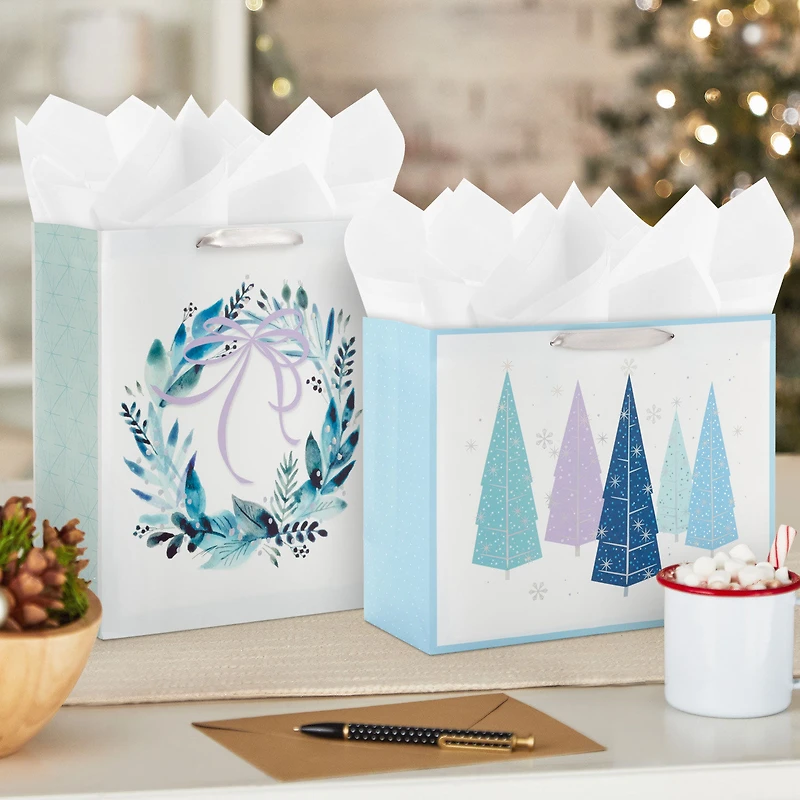 13" Winter Watercolors 3-Pack Assorted Large Holiday Gift Bag Bundle for only USD 9.99 | Hallmark