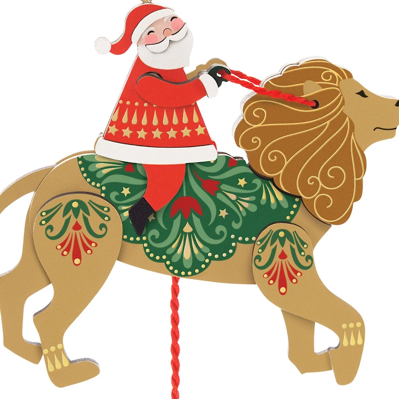 Pull-String Lion With Santa Wood Ornament for only USD 31.99 | Hallmark
