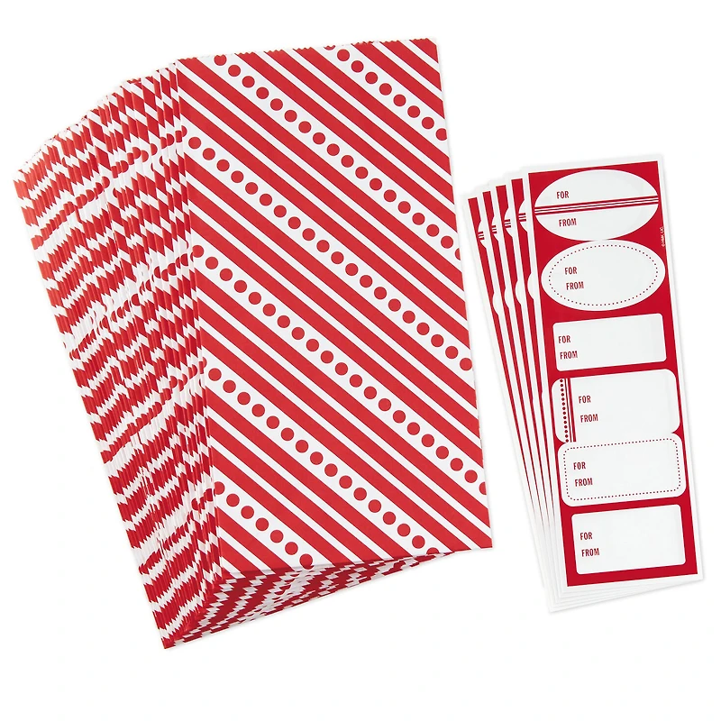 Red Paper Goodie Bags With Labels, Pack of 30 for only USD 11.99 | Hallmark