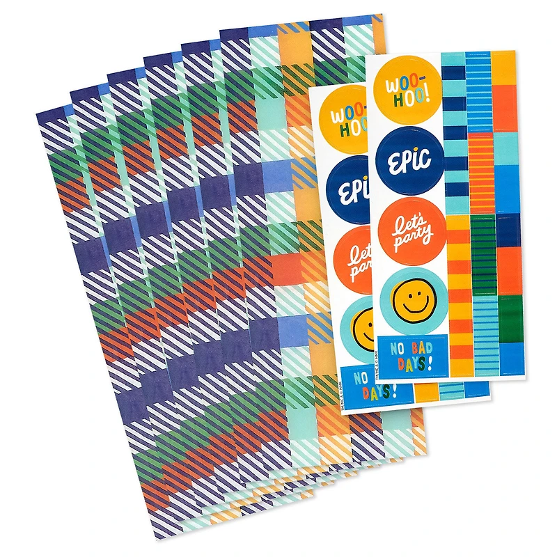 Colorful Plaid Tissue Paper With Gift Tag Stickers, 6 sheets for only USD 2.99 | Hallmark