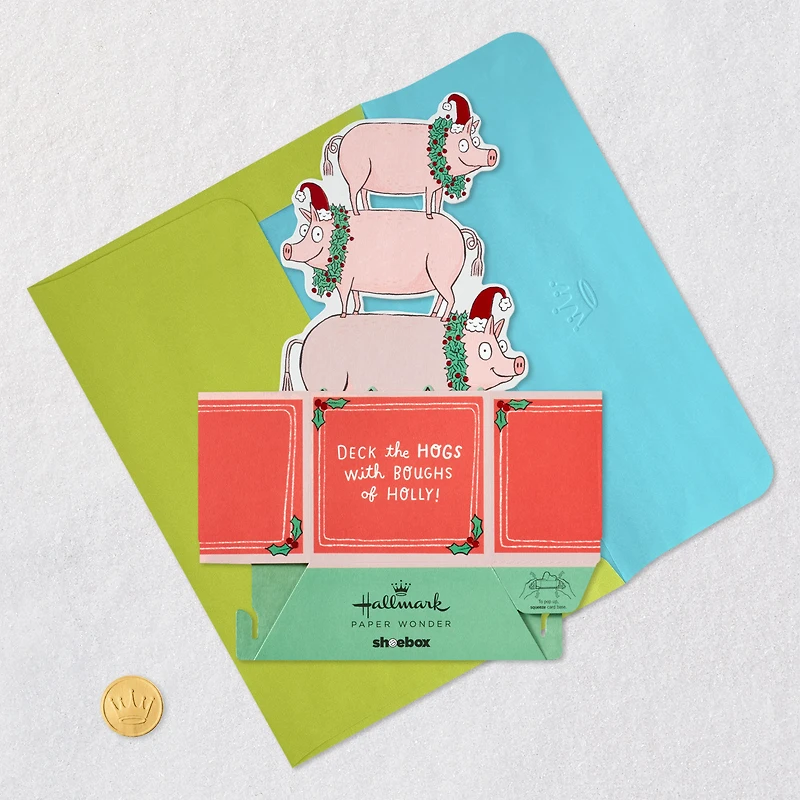 Deck the Hogs Funny 3D Pop-Up Christmas Card for only USD 7.99 | Hallmark