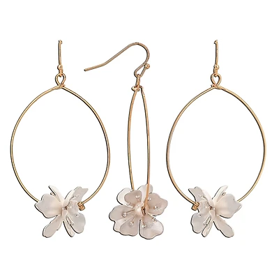 Rain Jewelry Gold Wire With Flower Charm Hoop Earrings for only USD 15.00 | Hallmark