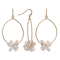Rain Jewelry Gold Wire With Flower Charm Hoop Earrings for only USD 15.00 | Hallmark