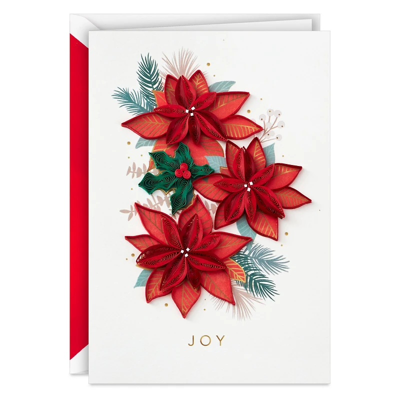 Poinsettias and Holly Quilled Paper Handmade Christmas Card for only USD 13.59 | Hallmark