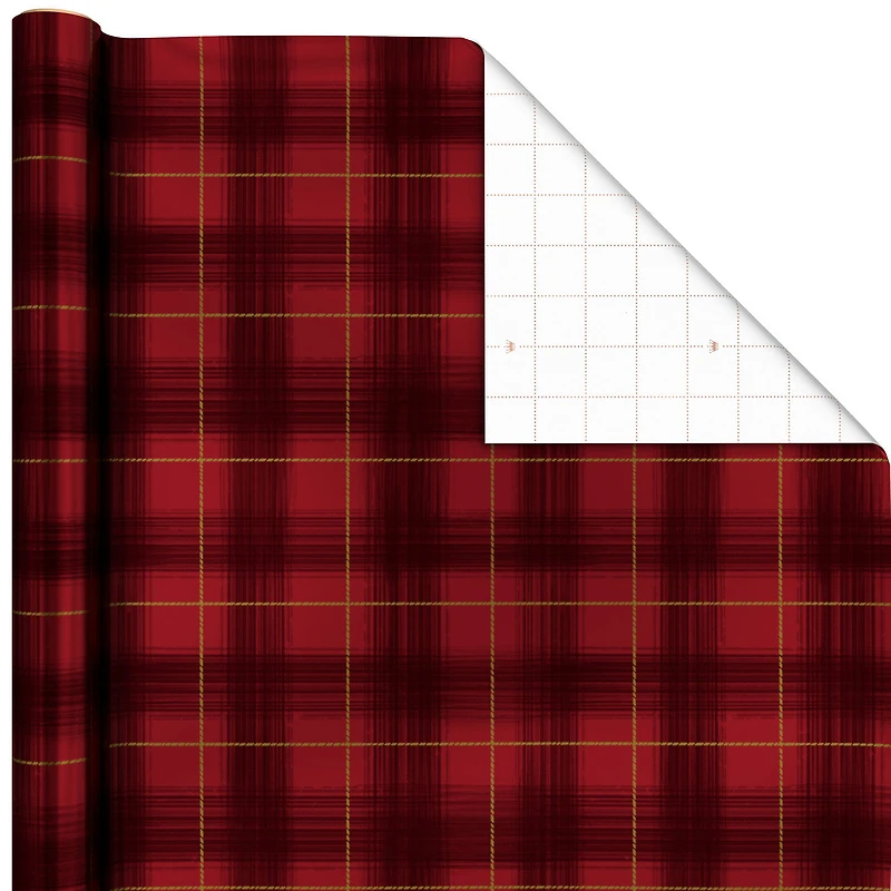 Red and Black Plaid Foil Holiday Wrapping Paper Roll, 22.5 sq. ft. for only USD 4.99 | Hallmark