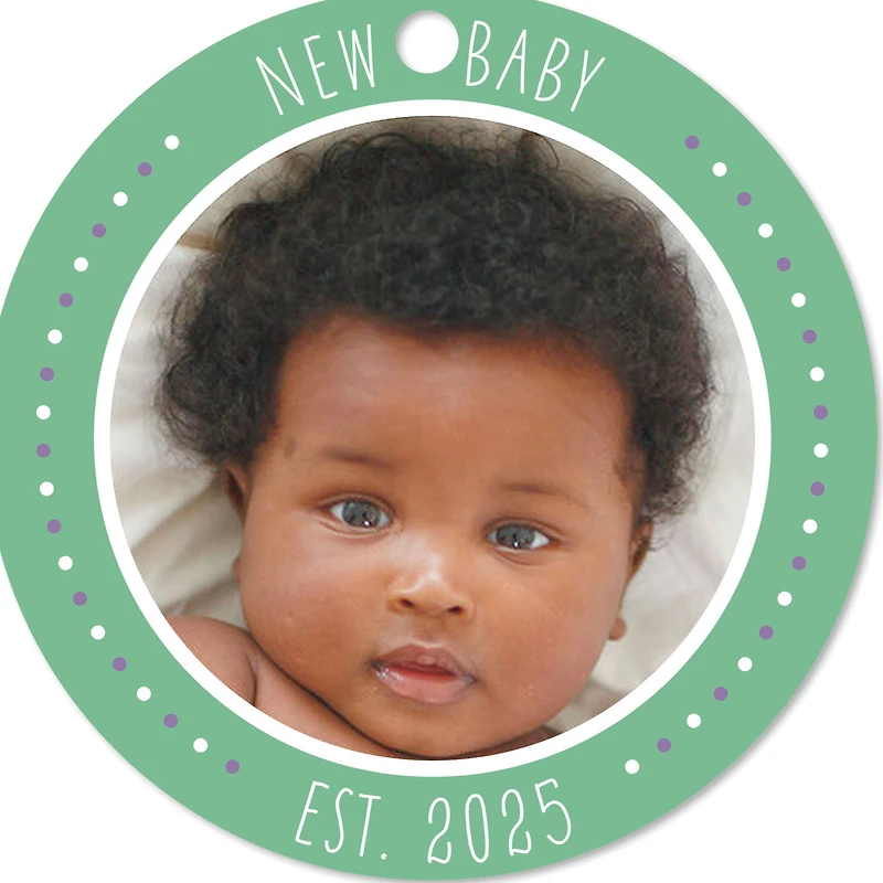 New Baby Round Metal Personalized Ornament, Custom Photo and Text for only USD 17.99 | Hallmark